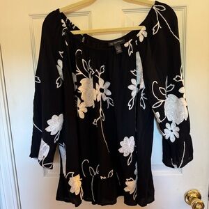 INC International Concepts Black and White Top